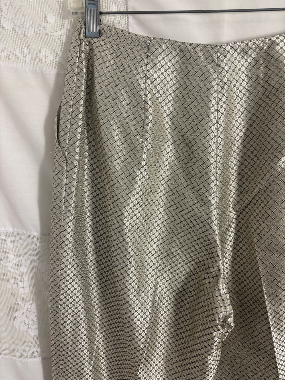 100% Silk Metallic Textured Boho Chic High Rise Dress Pants Size 6 - Picture 12 of 14